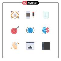 Aktienvektor-Icon-Paket mit 9 Zeilenzeichen und Symbolen für das Internet globale To-do-Listen-Trophäensammlung editierbare Vektordesign-Elemente vektor