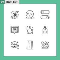 9 kreativ ikoner modern tecken och symboler av kvast pengar skalle lån kreditera redigerbar vektor design element