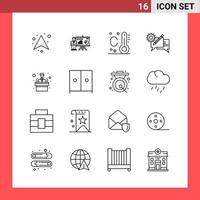 16 Icon Pack Line Style Umrisssymbole auf weißem Hintergrund einfache Zeichen für die allgemeine Gestaltung vektor