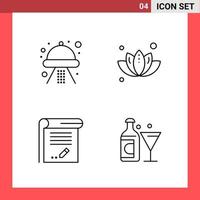 4 Icon Pack Line Style Umrisssymbole auf weißem Hintergrund einfache Zeichen für die allgemeine Gestaltung kreativer schwarzer Icon-Vektor-Hintergrund vektor