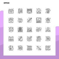 Satz von Office Line Icon Set 25 Icons Vektor Minimalismus Stil Design schwarze Icons Set lineares Piktogrammpaket