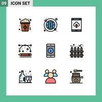 moderner satz von 9 gefüllten flachen farben und symbolen wie anwendungsentwicklungstools app-designtools laden editierbare vektordesignelemente hoch vektor