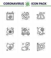 korona virus förebyggande covid19 tips till undvika skada 9 linje ikon för presentation korona n lägga märke till säkerhet mask viral coronavirus 2019 nov sjukdom vektor design element