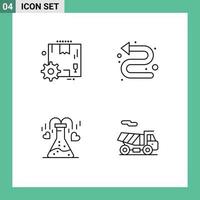 Satz von 4 Vektor-Filledline-Flachfarben auf Raster für Box-Flakon-Einstellungen Indikator Liebe editierbare Vektor-Design-Elemente vektor