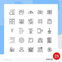 Stock Vector Icon Pack mit 25 Linienzeichen und Symbolen für die Ansicht Auge Verkauf Dollar Natur editierbare Vektordesign-Elemente
