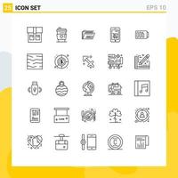 Stock Vector Icon Pack mit 25 Zeilenzeichen und Symbolen für Stromkosten Zip-Korb mobile editierbare Vektordesign-Elemente