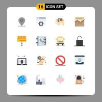 Piktogrammsatz mit 16 einfachen flachen Farben des Berichts Web Gear Analysis Elephant editierbares Paket kreativer Vektordesign-Elemente vektor