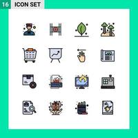 16 universelle flache, farbgefüllte Linien für Web- und mobile Anwendungen kaufen Pilzgeld Pilze Natur editierbare kreative Vektordesign-Elemente vektor