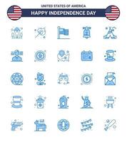 Usa Happy Independence DayPiktogrammsatz von 25 einfachen Blues von Zelt Usa American American Ball editierbare Usa Day Vektordesign-Elemente vektor