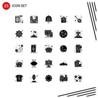 25 thematische Vektor-Solid-Glyphen und bearbeitbare Symbole für bearbeitbare Vektordesign-Elemente für Spielspaß Zuschauerbox Ostern vektor
