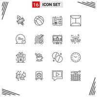 Aktienvektor-Icon-Pack mit 16 Zeilenzeichen und Symbolen für weniger Chat-Sport-Post-Umschläge editierbare Vektordesign-Elemente vektor