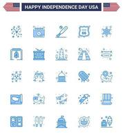Stock Vektor Icon Pack mit amerikanischen Tag 25 blauen Zeichen und Symbolen für Männer Schild Ball Schild USA editierbare USA Tag Vektor Design Elemente