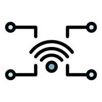 wifi smart home kommunikation symbol farbe umriss vektor