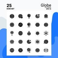 25 Globus-Icon-Set 100 bearbeitbare eps 10-Dateien Business-Logo-Konzept-Ideen solides Glyphen-Icon-Design vektor