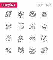 16-zeiliges Coronavirus-Epidemie-Icon-Pack saugt als Viruskrankheit Corona Corona-Schild Virales Coronavirus 2019nov-Krankheitsvektor-Designelemente vektor