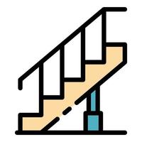 Wiederaufbau Treppe Symbol Farbe Umriss Vektor