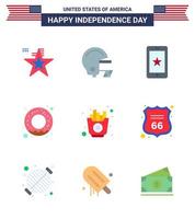 Happy Independence Day 9 Flats Icon Pack für Web- und Print-Chips Food Phone Fast Food editierbare Usa-Tag-Vektordesign-Elemente vektor