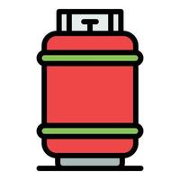turist gas flaska ikon Färg översikt vektor