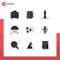 9 kreative Symbole moderne Zeichen und Symbole des Werkzeugdesigns Pinsel Wetter regnerisch editierbare Vektordesign-Elemente vektor