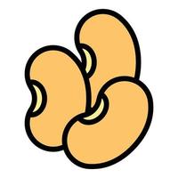 Kidney Pflanze Bohnen Symbol Farbe Umriss Vektor