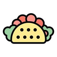 sallad taco ikon Färg översikt vektor