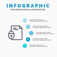 Datei Dokumentensperre Sicherheit Internet-Liniensymbol mit 5 Schritten Präsentation Infografiken Hintergrund vektor