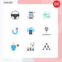 9 universelle flache Farben für Web- und mobile Anwendungen, Daten, mobile Badeseife, WLAN-Zeichen, editierbare Vektordesign-Elemente vektor