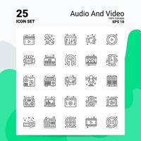 25 audio och video ikon uppsättning 100 redigerbar eps 10 filer företag logotyp begrepp idéer linje ikon design vektor