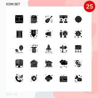 Gruppe von 25 soliden Glyphen Zeichen und Symbolen für Sportschießinstrumente Teamarbeit unsere editierbaren Vektordesign-Elemente vektor