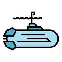 U-Boot-Schiff Symbol Farbe Umriss Vektor