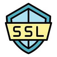 SSL-Schild-Symbol Farbumrissvektor vektor