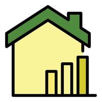 steigende Immobilienpreise Symbolfarbe Umrissvektor vektor