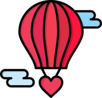 fliegender Ballon heißer Ballon Liebe Valentinstag flache Farbe Symbol Vektor Symbol Banner Vorlage