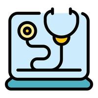 uppkopplad medicinsk konsultverksamhet ikon Färg översikt vektor