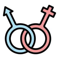 politisk rättigheter kön ikon Färg översikt vektor