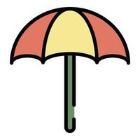 großer Regenschirm Symbol Farbe Umriss Vektor