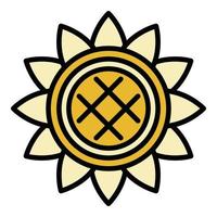 einzelner Sonnenblumensymbol Farbumrissvektor vektor