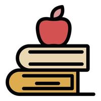 Apfel auf Bücher Symbol Farbe Umriss Vektor