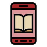 ebook in einem Smartphone-Symbol Farbumrissvektor vektor