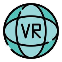 VR-Simulationssymbol Farbumrissvektor vektor