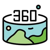 360 vr panorama ikon Färg översikt vektor