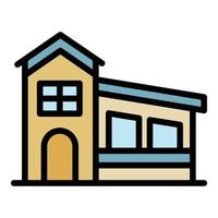 hus med en sluttande tak ikon Färg översikt vektor