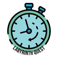 Stoppuhr Labyrinth Quest Symbol Farbe Umriss Vektor