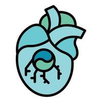 Herzklappenimplantat Symbol Farbe Umriss Vektor