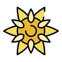 wilde Sonnenblume Symbol Farbe Umriss Vektor