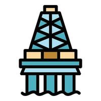 Power Sea Drilling Rig Symbol Farbe Umriss Vektor