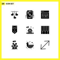 9 kreativ ikoner modern tecken och symboler av analys bearbeta rang Bankomat ett bricka redigerbar vektor design element