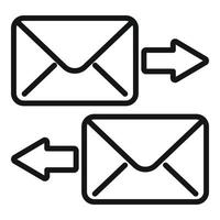 E-Mail-Symbol-Umrissvektor senden und empfangen. Kontakt anrufen vektor