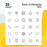 25 grundläggande ui element ikon uppsättning 100 redigerbar eps 10 filer företag logotyp begrepp idéer linje ikon design vektor