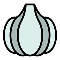 Knoblauch Lebensmittel Symbol Farbe Umriss Vektor